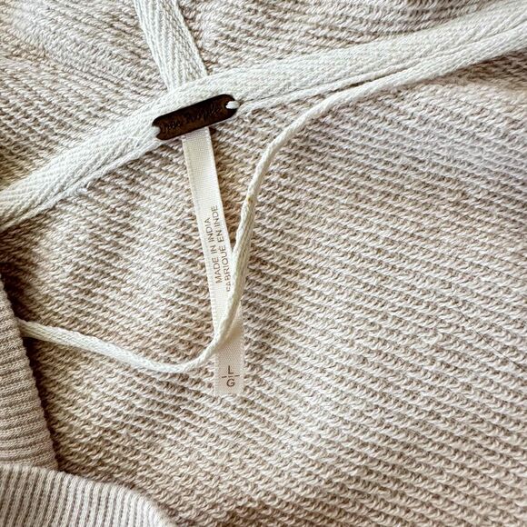 Free People Sweet Streets Hoodie Large L Oversized Long Sleeve Pink Beige - Picture 8 of 14